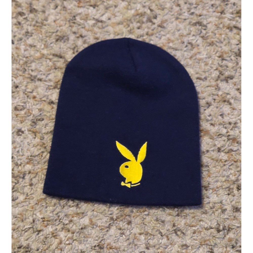 Playboy Navy Yellow Beanie Cap Adult One Size